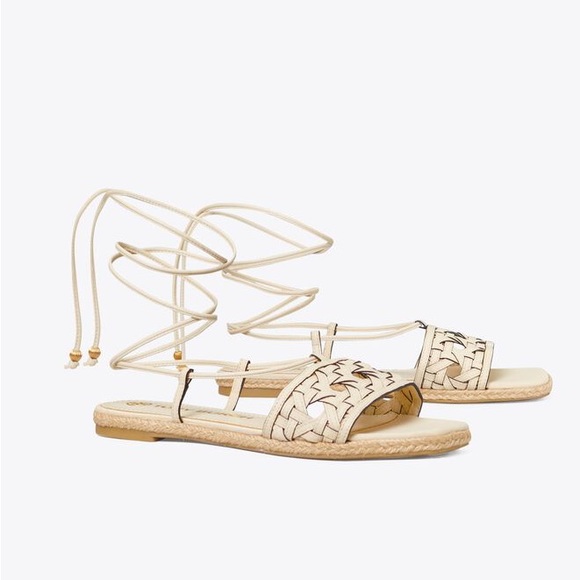 NEW TORY BURCH WOMEN’S BASKET-WEAVE ESPADRILLE SHOES SIZE 9M - Picture 3 of 4